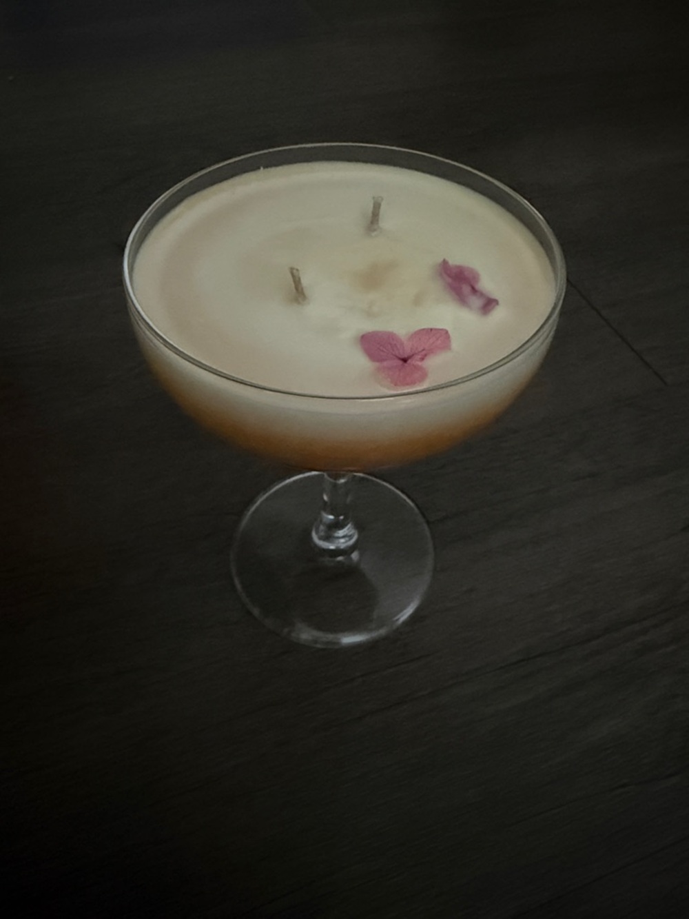 Hand-Poured Two-Wick Decorative‎ Candle with Pink Petal Accent